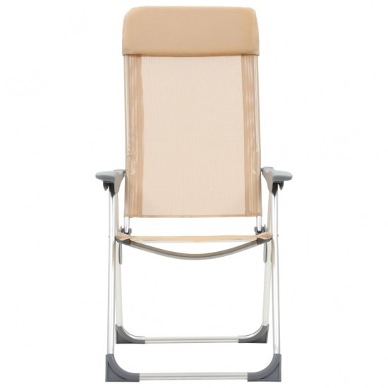 Sulankstomos kempingo kėdės, 4 vnt., kreminės sp., aliuminis