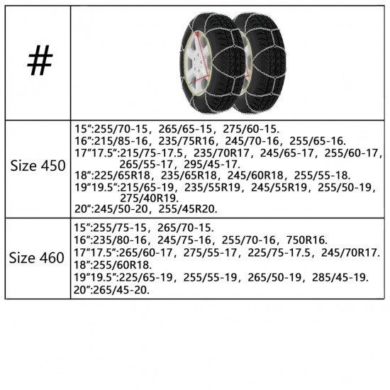 Sniego grandinės padangoms, 2vnt., 390 dydžio, 16mm, SUV 4x4