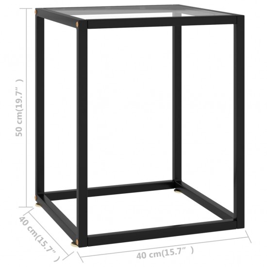 Kavos staliukas su grūdintu stiklu, juodas, 40x40x50cm