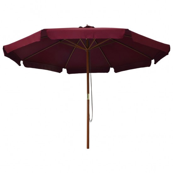 Lauko skėtis su mediniu stulpu, vyšninės spalvos, 330cm