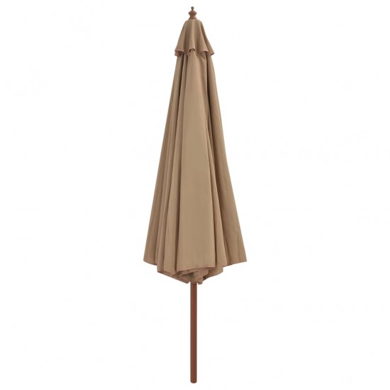 Lauko skėtis su mediniu stulpu, taupe spalvos, 350 cm