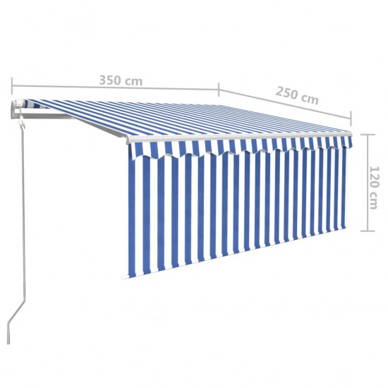 Automatiniu būdu ištraukiama markizė, mėlyna ir balta, 3,5x2,5m