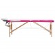Sulankstomas masažo stalas, baltas ir rožinis, mediena, 3 zonų