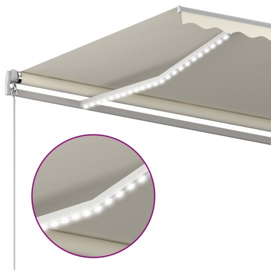 Automatinė markizė su LED/vėjo jutikliu, kreminė, 5x3m