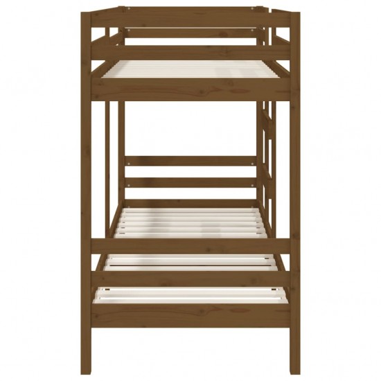 Dviaukštė lova, medaus ruda, 75x190cm, pušies medienos masyvas