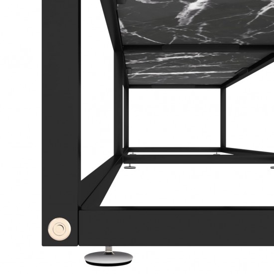 TV spintelė, juoda marmuro, 220x40x40,5cm, grūdintas stiklas