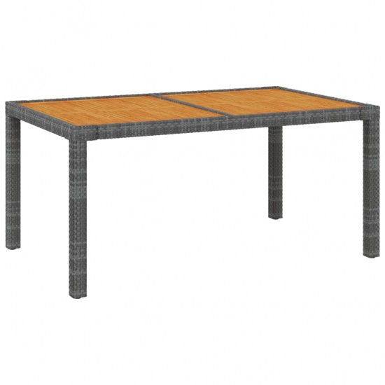 Sodo stalas, pilkas, 150x90x75cm, poliratanas ir akacija