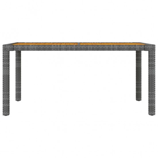 Sodo stalas, pilkas, 150x90x75cm, poliratanas ir akacija