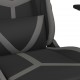Žaidimų kėdė su pakoja, juoda ir pilka, dirbtinė oda