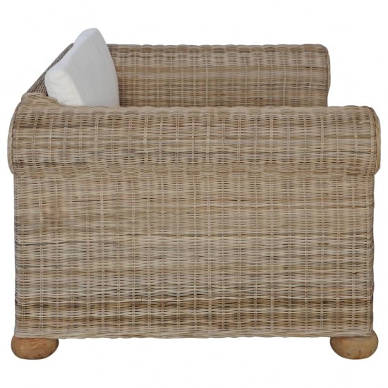 Sofų komplektas su pagalvėlėmis, 3d., natūr. spalvos, ratanas