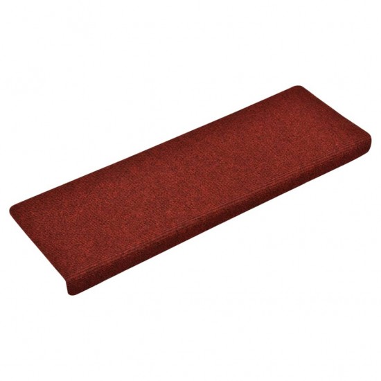 Laiptų kilimėliai, 10vnt., tamsiai raudoni, 65x21x4cm