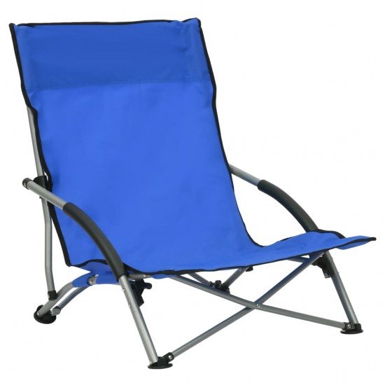 Sulankstomos paplūdimio kėdės, 2vnt., mėlynos spalvos, audinys