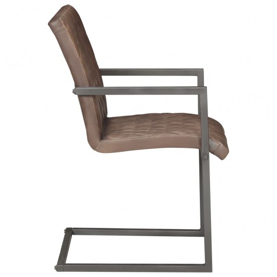 Gembinės valgomojo kėdės, 6vnt., rudos spalvos, tikra oda