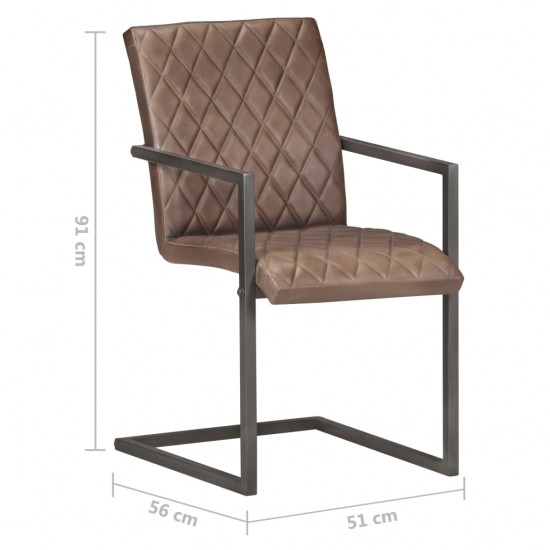 Gembinės valgomojo kėdės, 4vnt., rudos spalvos, tikra oda