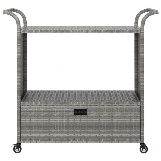 Baro vežimėlis su stalčiumi, pilkas, 100x45x97cm, poliratanas
