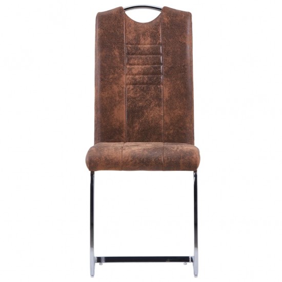 Gembinės valgomojo kėdės, 6vnt., rudos, dirbtinė versta oda