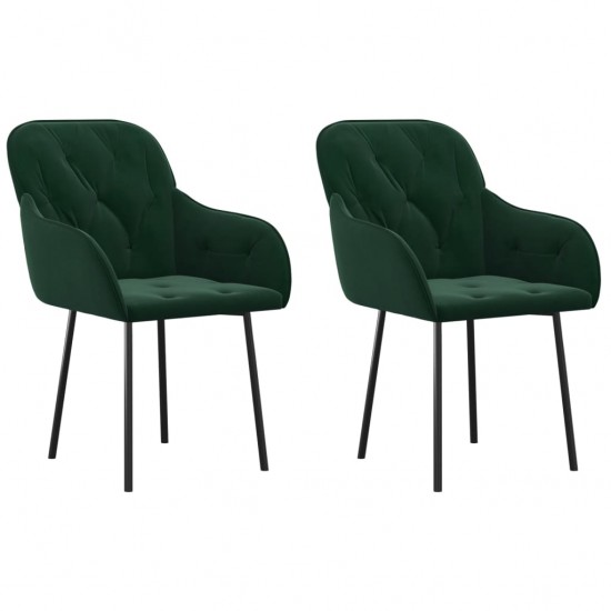 Valgomojo kėdės, 2vnt., tamsiai žalios spalvos, aksomas