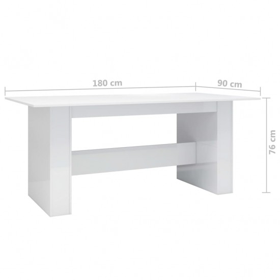 Valgomojo stalas, baltos sp., 180x90x76cm, MDP, labai blizgus