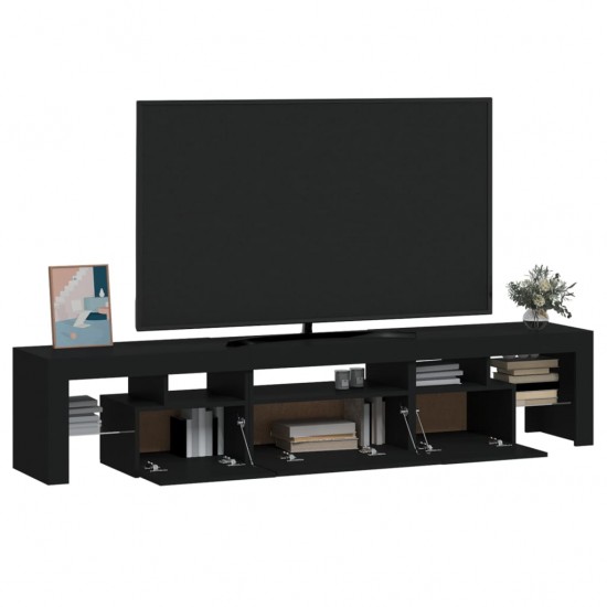 Televizoriaus spintelė su LED apšvietimu, juoda, 200x36,5x40cm