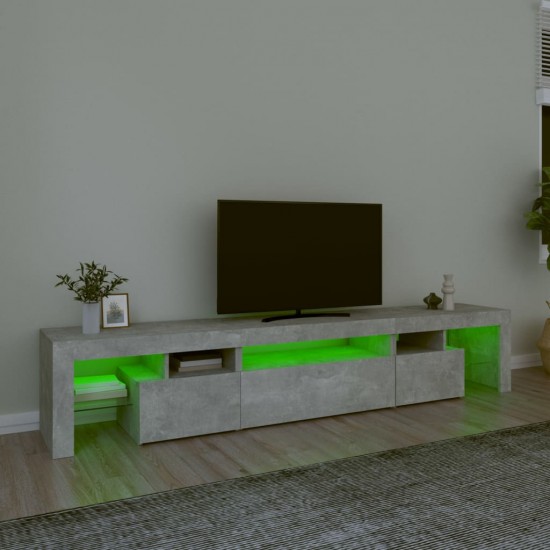 TV spintelė su LED apšvietimu, betono pilka, 215x36,5x40cm