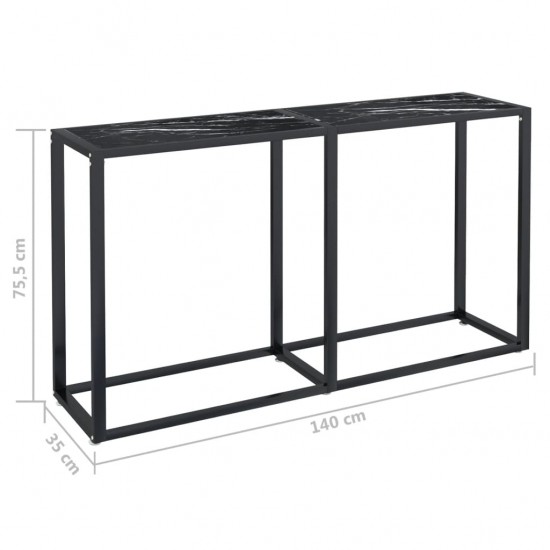 Konsolinis staliukas, juodo marmuro, 140x35x75,5cm, stiklas