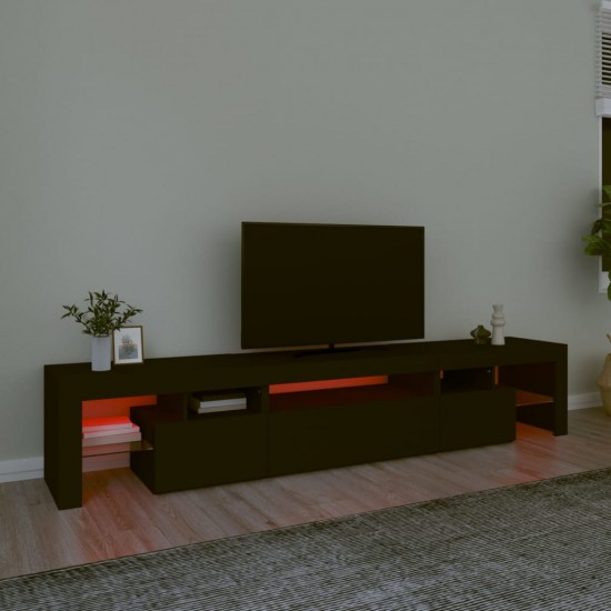 Televizoriaus spintelė su LED apšvietimu, juoda, 215x36,5x40cm