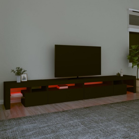 Televizoriaus spintelė su LED apšvietimu, juoda, 290x36,5x40cm