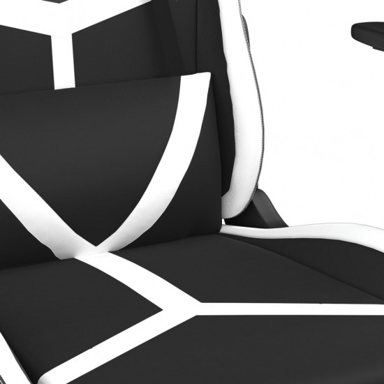 Žaidimų kėdė su pakoja, juoda ir balta, dirbtinė oda