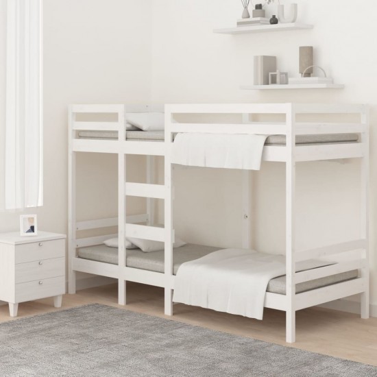 Dviaukštė lova, balta, 90x190cm, pušies medienos masyvas