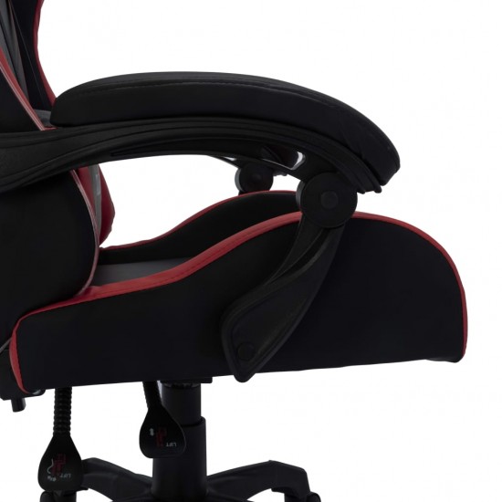 Žaidimų kėdė su LED lemputėmis, raudona ir juoda, dirbtinė oda
