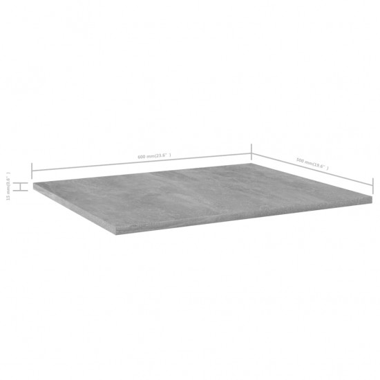 Knygų lentynos plokštės, 4vnt., betono pilkos, 60x50x1,5cm, MDP