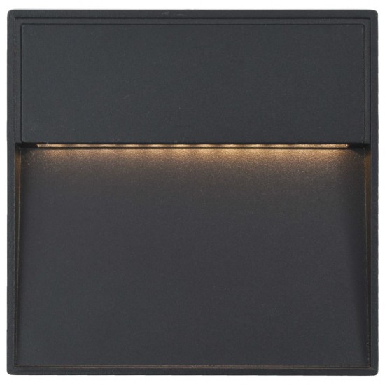 Sieniniai LED lauko šviestuvai, 2vnt., juodi, 3W, kvadratiniai