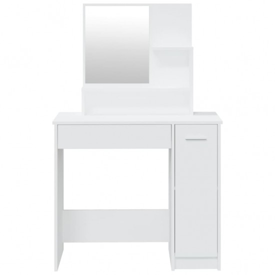 Kosmetinis staliukas su veidrodžiu, baltas, 86,5x35x136cm