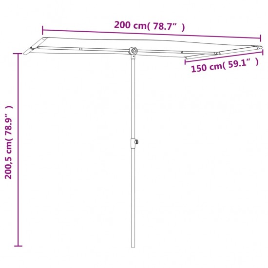 Lauko skėtis su aliuminio stulpu, terakota spalvos, 2x1,5m