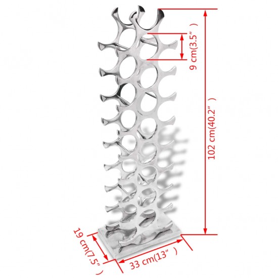 Vyno butelių laikiklis, aliuminis, sidabro spalvos, 27 buteliai
