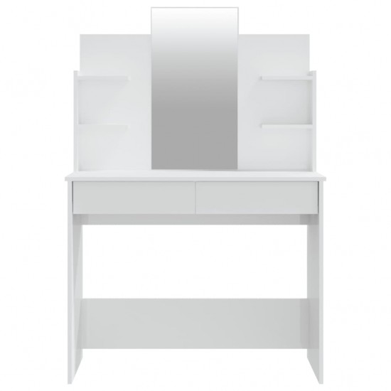 Kosmetinio staliuko komplektas, baltas, 96x40x142cm, blizgus