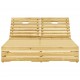 Dvivietis saulės gultas su pilkais čiužinukais, pušies mediena