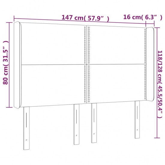 Galvūgalis su LED, tamsiai mėlynas, 147x16x118/128cm, aksomas