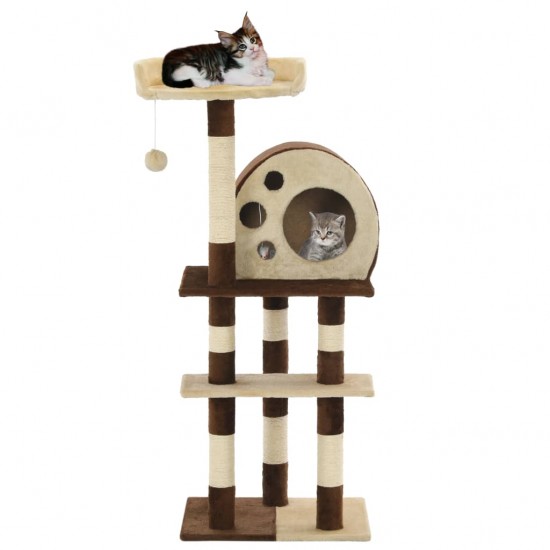 Draskyklė katėms su stov. iš sizalio, smėl. ir rudos sp., 127cm