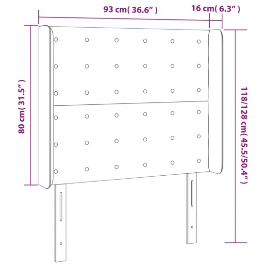 Galvūgalis su LED, juodos spalvos, 93x16x118/128cm, aksomas