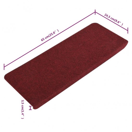 Lipnūs laiptų kilimėliai, 15vnt., raudonos, 65x24,5x3,5cm