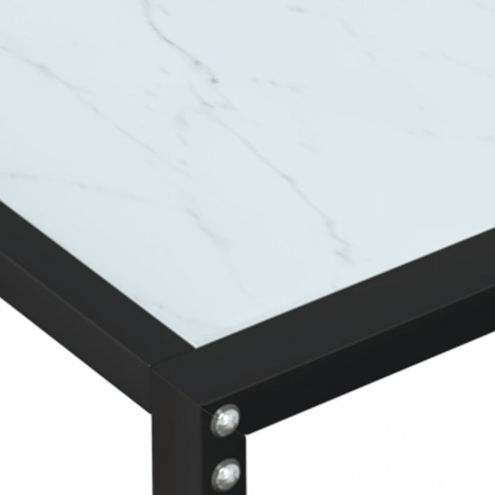 Konsolinis staliukas, balto marmuro, 200x35x75,5cm, stiklas