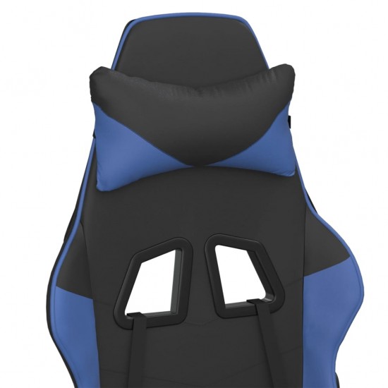 Žaidimų kėdė su pakoja, juoda ir mėlyna, dirbtinė oda
