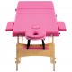 Sulankstomas masažinis stalas, rožinis, mediena, 3 zonų
