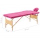 Sulankstomas masažinis stalas, rožinis, mediena, 3 zonų