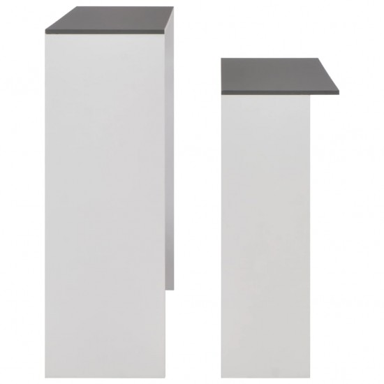 Baro stalas su 2 stalviršiais, balta ir pilka sp., 130x40x120cm