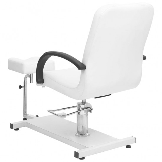 Masažuotojo kėdė su pakoja, baltas, 127x60x98cm, dirbtinė oda