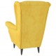 Krėslas su taburete, garstyčių geltonos spalvos, aksomas