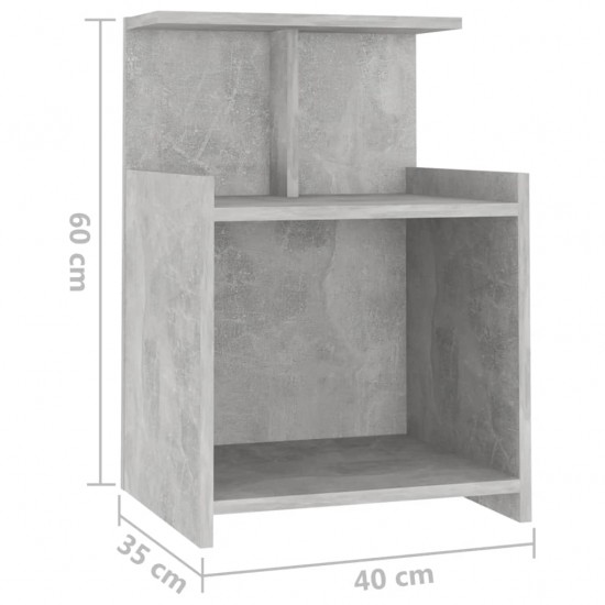 Naktinės spintelės, 2vnt., betono pilkos, 40x35x60cm, MDP