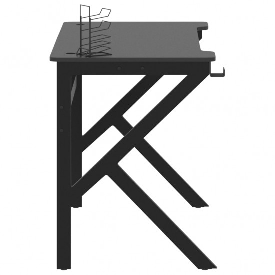 Žaidimų stalas su K formos kojelėmis, juodas, 110x60x75cm